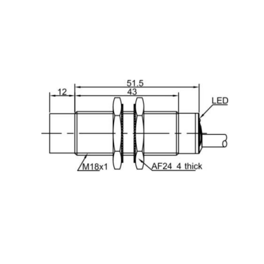 Induktiivne lähedusandur | 12mm | M18 | 10-30VDC | NO | NPN | mitte-süvistatav paigaldus | IP67 Induktiivne lähedusandur | 12mm | M18 | 10-30VDC | NO | NPN | mitte-süvistatav paigaldus | IP67