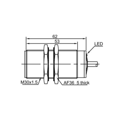 Induktiivne lähedusandur | 15mm | M30 | 20-250VAC/DC | NO | süvistatav paigaldus | IP67 Induktiivne lähedusandur | 15mm | M30 | 20-250VAC/DC | NO | süvistatav paigaldus | IP67