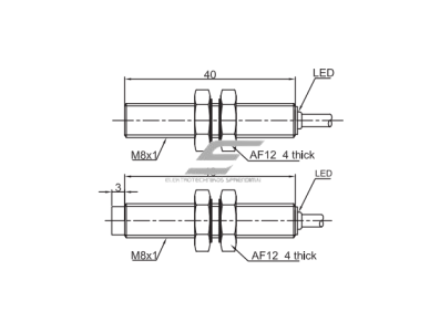 Induktyvinis artumo jutiklis | 0-2mm | M8 | 10-30DC | NO | PNP | 2m kabelis | IP67 1 Induktyvinis artumo jutiklis | 0-2mm | M8 | 10-30DC | NO | PNP | 2m kabelis | IP67 1