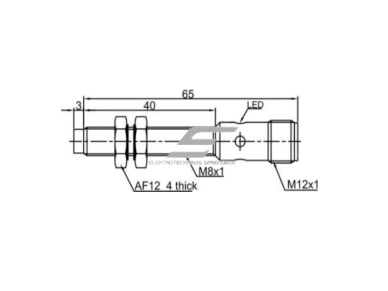 Induktyvinis artumo jutiklis | 2mm | M8 | 10-30VDC | NO | PNP | paviršinis | M12 | IP67 1