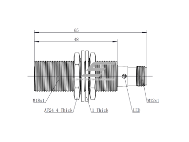 Induktyvinis artumo jutiklis | 8mm | M18 | 10-30VDC | NC | PNP | įmontuojamas | M12 | nikelio-vario korpusas | IP68 1