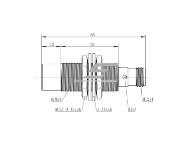 Induktyvinis artumo jutiklis | 12mm | M18 | 10-30VDC | NC | NPN | paviršinis | M12 | nikelio-vario korpusas | IP68 1 Induktyvinis artumo jutiklis | 12mm | M18 | 10-30VDC | NC | NPN | paviršinis | M12 | nikelio-vario korpusas | IP68 1