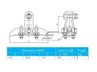 Pakabinamas gnybtas oro linijoms | karštai cinkuotas | 200x82mm | ≥40kN | anglinis plienas Q235 3 Pakabinamas gnybtas oro linijoms | karštai cinkuotas | 200x82mm | ≥40kN | anglinis plienas Q235 3