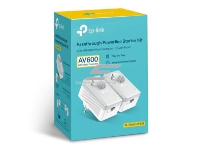 Internetas per 230V elektros tinklą | Powerline | 600Mbit/s | 2xRJ45 | 2xSchuko | 95x58x42mm | TP-LINK | TL-PA4010PKIT 1