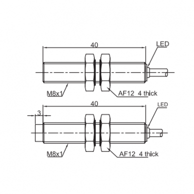 Induktiivne lähedusandur | 0-2mm | M8 | 10-30DC | NO | PNP | IP67 1 Induktiivne lähedusandur | 0-2mm | M8 | 10-30DC | NO | PNP | IP67 1