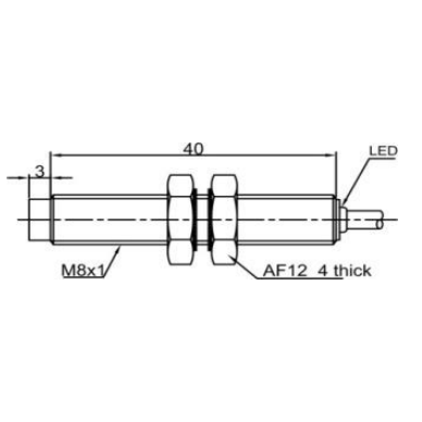 Inductive proximity sensor | 2mm | M8 | 10-30VDC | NO | NPN | non-flush mount | IP67 1 Inductive proximity sensor | 2mm | M8 | 10-30VDC | NO | NPN | non-flush mount | IP67 1