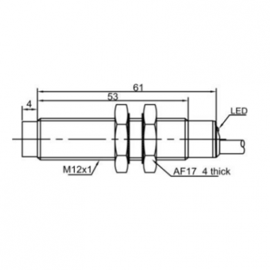 Inductive proximity sensor | 4mm | M12 | 20-250VAC | NC | non-flush mount | IP67 1