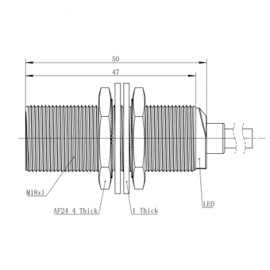Inductive proximity sensor | 8mm | M18 | 10-30VDC | NC | PNP | flush mount | 2m cable | nickel-copper housing | IP68 1 Inductive proximity sensor | 8mm | M18 | 10-30VDC | NC | PNP | flush mount | 2m cable | nickel-copper housing | IP68 1