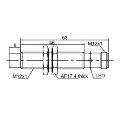 Indukcyjny czujnik zbliżeniowy | 8mm | M12 | 10-30VDC | NO+NC | PNP | montaż wystający | IP67 1 Indukcyjny czujnik zbliżeniowy | 8mm | M12 | 10-30VDC | NO+NC | PNP | montaż wystający | IP67 1