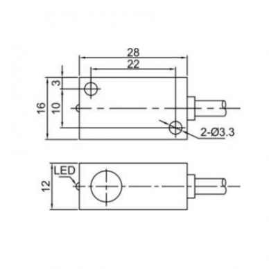 Induktīvais tuvuma sensors | 4mm | 12x16x28mm | 10-30VDC | NO | NPN | neiegrimstoša montāžā | IP67 1 Induktīvais tuvuma sensors | 4mm | 12x16x28mm | 10-30VDC | NO | NPN | neiegrimstoša montāžā | IP67 1