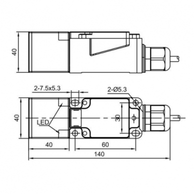 Induktiivne lähedusandur  | analoog | 15mm | 40x40x140mm | 15-30VDC | 0-10V + 0-20mA | mitte-süvistatav paigaldus | IP67 1