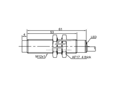 Induktyvinis artumo jutiklis | 4mm | M12 | 20-250VAC | NC | paviršinis | 2m kabelis | IP67 1