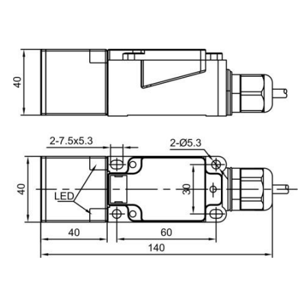 Induktīvais tuvuma sensors | 20mm | 40x40x140mm | 10-30VDC | NO+NC | PNP | neiegrimstoša montāžā | IP67 1 Induktīvais tuvuma sensors | 20mm | 40x40x140mm | 10-30VDC | NO+NC | PNP | neiegrimstoša montāžā | IP67 1