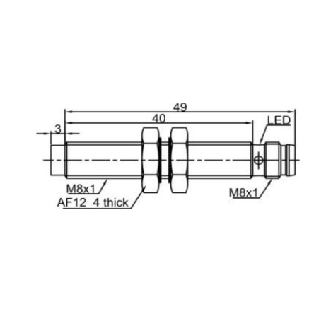 Inductive proximity sensor | 2mm | M8 | 10-30VDC | NO | PNP | non-flush mount | IP67 1 Inductive proximity sensor | 2mm | M8 | 10-30VDC | NO | PNP | non-flush mount | IP67 1