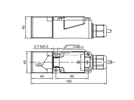 Induktyvinis artumo jutiklis | 20mm | 40x40x140mm | 10-30VDC | NO+NC | PNP | įmontuojamas | IP67 1