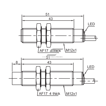 Inductive proximity sensor | 0-8mm | M12 | 10-30DC | NO | PNP | 2m cable | IP67 1 Inductive proximity sensor | 0-8mm | M12 | 10-30DC | NO | PNP | 2m cable | IP67 1