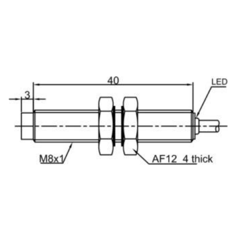 Induktiivne lähedusandur | 2mm | M8 | 10-30VDC | NO | mitte-süvistatav paigaldus | IP67 1 Induktiivne lähedusandur | 2mm | M8 | 10-30VDC | NO | mitte-süvistatav paigaldus | IP67 1