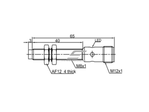 Induktyvinis artumo jutiklis | 2mm | M8 | 10-30VDC | NO | PNP | paviršinis | M12 | IP67 1 Induktyvinis artumo jutiklis | 2mm | M8 | 10-30VDC | NO | PNP | paviršinis | M12 | IP67 1