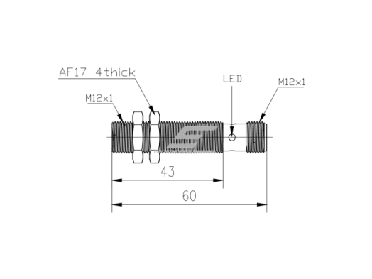 Induktyvinis artumo jutiklis | 4mm | M12 | 10-30VDC | NO | PNP | įmontuojamas | nikelio-vario korpusas | IP67 1