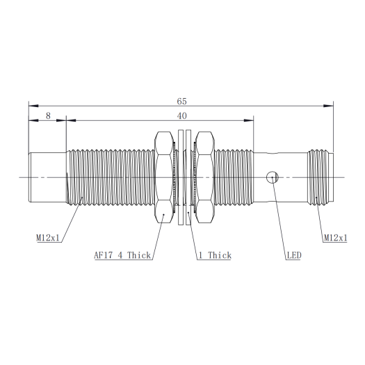Indukcyjny czujnik zbliżeniowy | 8mm | M12 | 10-30VDC | NC | PNP | montaż wystający | obudowa niklowo-miedziana | IP68 1 Indukcyjny czujnik zbliżeniowy | 8mm | M12 | 10-30VDC | NC | PNP | montaż wystający | obudowa niklowo-miedziana | IP68 1