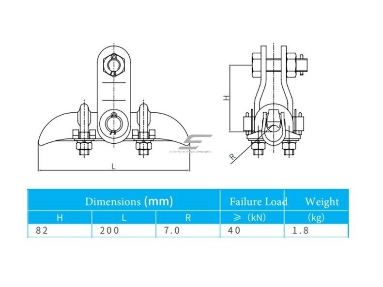 Pakabinamas gnybtas oro linijoms | karštai cinkuotas | 200x82mm | ≥40kN | anglinis plienas Q235 3 Pakabinamas gnybtas oro linijoms | karštai cinkuotas | 200x82mm | ≥40kN | anglinis plienas Q235 3