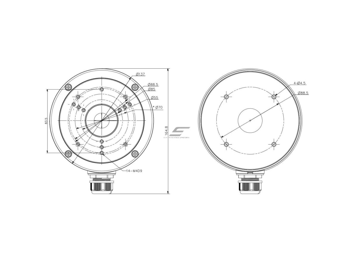 Montavimo bazė | pagrindas kamerai | 137x51,5mm | balta | Hikvision | DS-1280ZJ-S 5