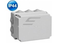 Plastikinės hermetinės elektros instaliacijos paskirstymo dėžutės | su sandarikliais | su nepermatomu dangteliu | virštinkinės | IP44