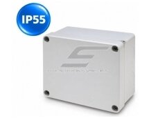 Plastikinės hermetinės elektros instaliacijos paskirstymo dėžutės | be sandariklių | su nepermatomu dangteliu | virštinkinės | IP55