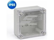 Plastikinės hermetinės elektros instaliacijos paskirstymo dėžutės | be sandariklių | su skaidriu dangteliu | virštinkinės | IP65