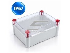 Plastikinės hermetinės elektros instaliacijos paskirstymo dėžutės | be sandariklių | su skaidriu dangteliu | virštinkinės | IP67 Plastikinės hermetinės elektros instaliacijos paskirstymo dėžutės | be sandariklių | su skaidriu dangteliu | virštinkinės | IP67