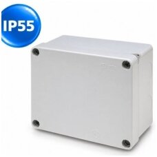 Plastmasas hermētiskas elektroinstalācijas sadales kārbas | bez blīvēm | ar pelēku vāku | virsapmetuma | IP55