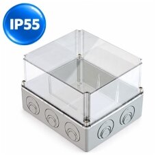 Plastmasas hermētiskas elektroinstalācijas sadales kārbas | bez blīvēm | ar caurspīdīgu vāku | virsapmetuma | IP55 Plastmasas hermētiskas elektroinstalācijas sadales kārbas | bez blīvēm | ar caurspīdīgu vāku | virsapmetuma | IP55
