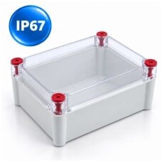 Plastmasas hermētiskas elektroinstalācijas sadales kārbas | bez blīvēm | ar caurspīdīgu vāku | virsapmetuma | IP67