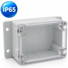 Plastmasas hermētiskas elektroinstalācijas sadales kārbas | bez blīvēm | ar caurspīdīgu vāku | ar stiprinājuma ausīm | virsapmetuma | IP65