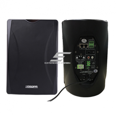 IP network wall-mounted speaker with integrated amplifier and IP decoder | 2×25 W | black | AUX and 100 V outputs | LED display | IP/AUX/USB/SD support 1