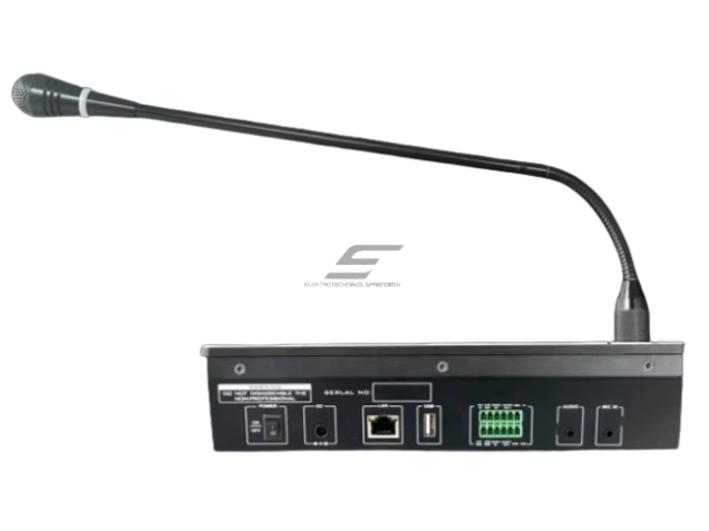 IP tinklo pranešimų mikrofonas | valdymo pultas | 24VDC | WAV | MP3 | PCM | OPUS 1 IP tinklo pranešimų mikrofonas | valdymo pultas | 24VDC | WAV | MP3 | PCM | OPUS 1