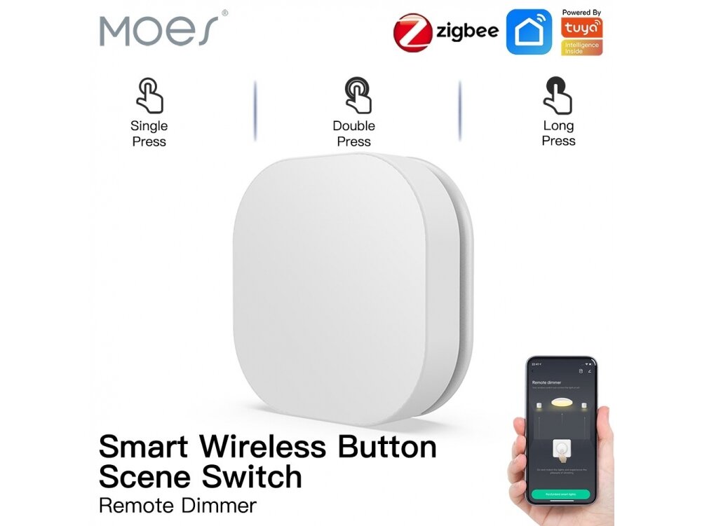 Išmanus | belaidis jungiklis | mygtukas | baltas | IP55 | ZigBee | Smart Life | TUYA | MOES | ZT-SY-SR-MS Išmanus | belaidis jungiklis | mygtukas | baltas | IP55 | ZigBee | Smart Life | TUYA | MOES | ZT-SY-SR-MS