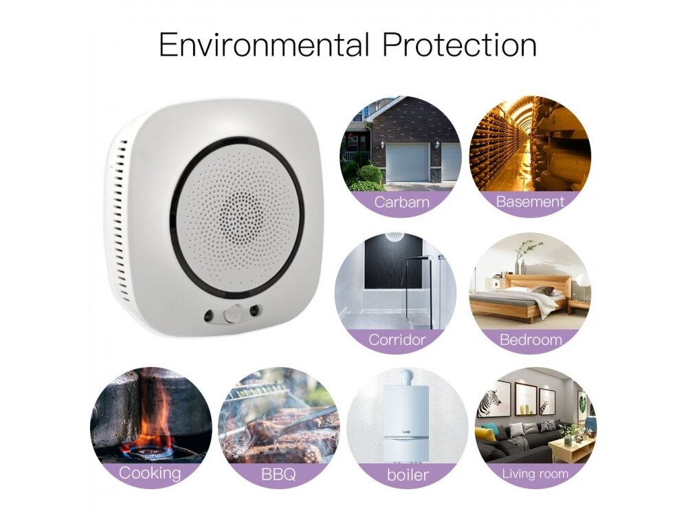 Išmanus smalkių (anglies monoksido CO) jutiklis | daviklis | 1,5W | 110-230VAC | Wi-Fi | Smart Life | TUYA | MOES 3 Išmanus smalkių (anglies monoksido CO) jutiklis | daviklis | 1,5W | 110-230VAC | Wi-Fi | Smart Life | TUYA | MOES 3