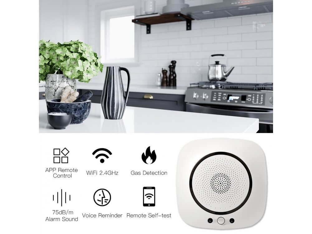 Išmanus smalkių (anglies monoksido CO) jutiklis | daviklis | 1,5W | 110-230VAC | Wi-Fi | Smart Life | TUYA | MOES 6 Išmanus smalkių (anglies monoksido CO) jutiklis | daviklis | 1,5W | 110-230VAC | Wi-Fi | Smart Life | TUYA | MOES 6