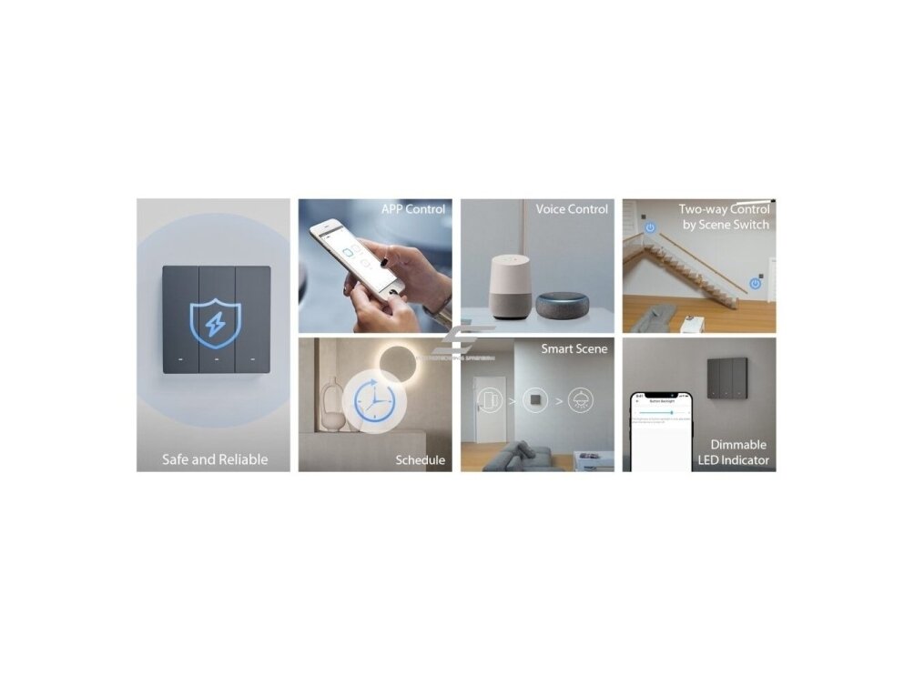 Išmanus | nuotolinis sieninis jungiklis | 2 klavišų | 2x5A | 2200W | 100-240VAC | juodas | Wi-Fi | SONOFF | M5-2C-80 | 6920075777079 8