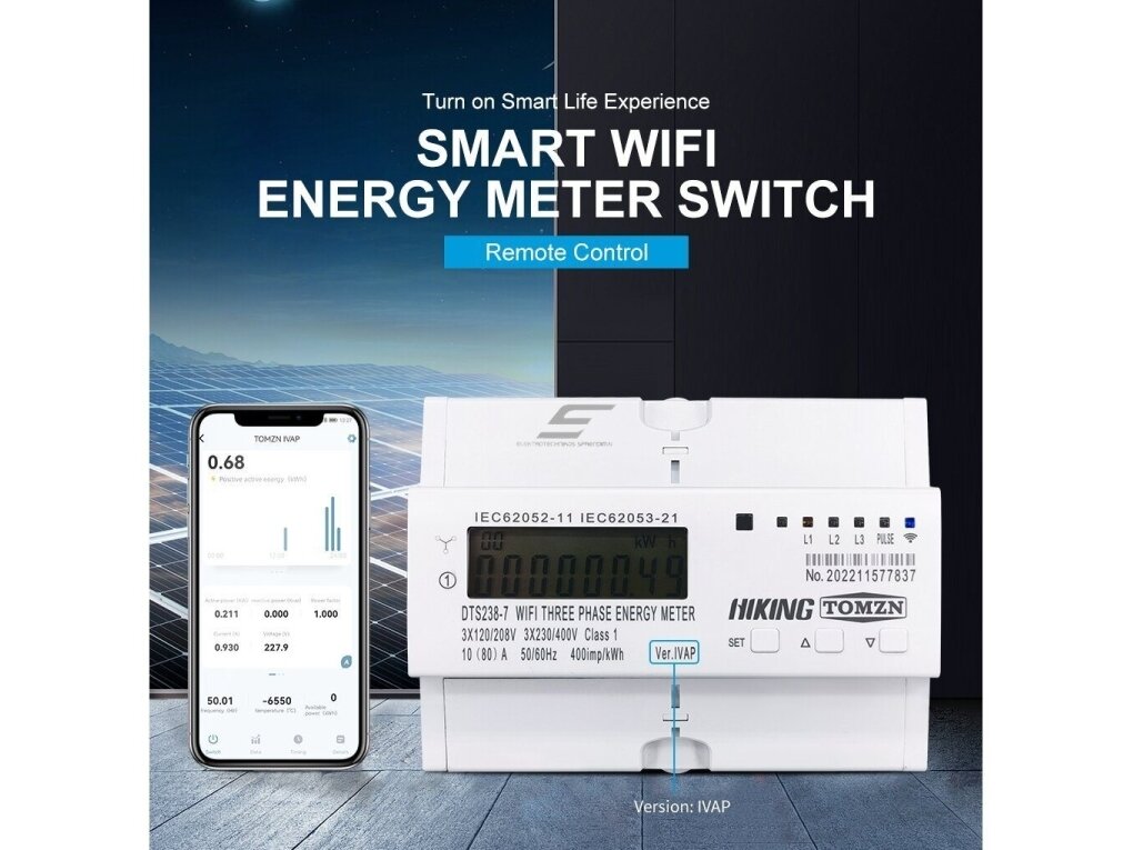 Modulinis trifazis išmanusis elektros energijos skaitiklis su rele | 60 A | 3×230/400 V | Wi-Fi Tuya | nuotolinis valdymas | U/I apsauga | RS485 | DIN | Tomzn TO-DTS238 3 Modulinis trifazis išmanusis elektros energijos skaitiklis su rele | 60 A | 3×230/400 V | Wi-Fi Tuya | nuotolinis valdymas | U/I apsauga | RS485 | DIN | Tomzn TO-DTS238 3