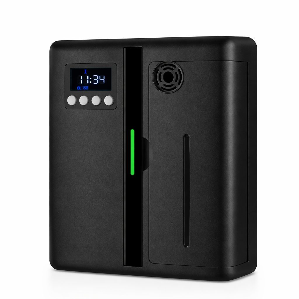 Smart aroma diffuser with Bluetooth | 200 ml | 185x85x225mm | wall-mounted / freestanding | quiet | EU | 230 V | for home | for offices | for hotels | black Smart aroma diffuser with Bluetooth | 200 ml | 185x85x225mm | wall-mounted / freestanding | quiet | EU | 230 V | for home | for offices | for hotels | black