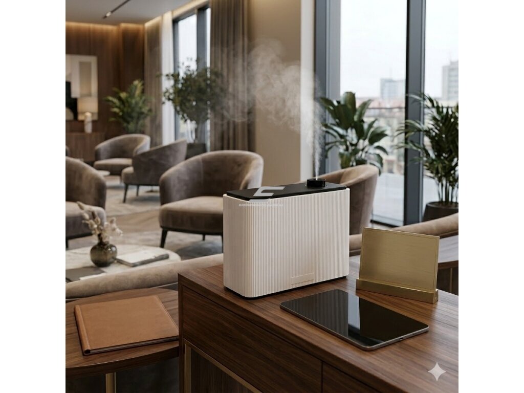 Išmanus aromato difuzorius | 15 W | 1000 ml | 3000–4000 m³ | 12 V DC | Wi-Fi ir Bluetooth | HVAC jungtis | sieninis arba pastatomas | 295×113×230 mm | baltas | ES-OV-10W 3