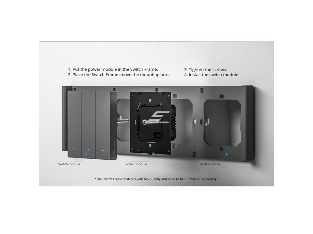 Išmanus | nuotolinis sieninis jungiklis | 2 klavišų | 2x5A | 2200W | 100-240VAC | juodas | Wi-Fi | SONOFF | M5-2C-80 | 6920075777079 2