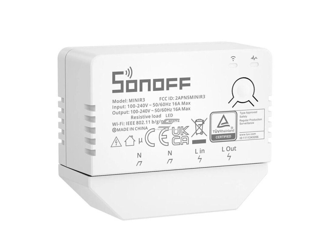 Išmanus nuotolinis jungiklis | 1 kanalo | 16A | 3500W | 100-240V | Wi-Fi | SONOFF | MiniR3 | 6920075776775 1 Išmanus nuotolinis jungiklis | 1 kanalo | 16A | 3500W | 100-240V | Wi-Fi | SONOFF | MiniR3 | 6920075776775 1