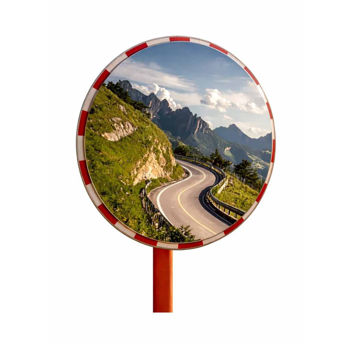 Convex safety mirror | 100 cm | for blind spots | 130° viewing angle | stainless steel | for indoor and outdoor use Convex safety mirror | 100 cm | for blind spots | 130° viewing angle | stainless steel | for indoor and outdoor use