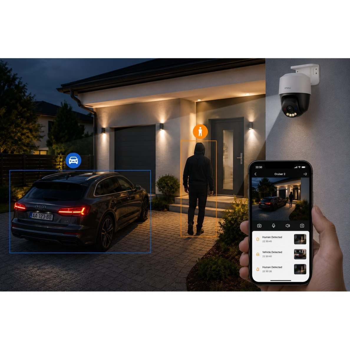 PoE kamera IP do monitoringu | 5MP | IP67 | AI wykrywanie ludzi i pojazdów | widzenie nocne do 30 m | dwukierunkowy dźwięk | MicroSD do 512GB | IP67 | IMOU | PS7F 3