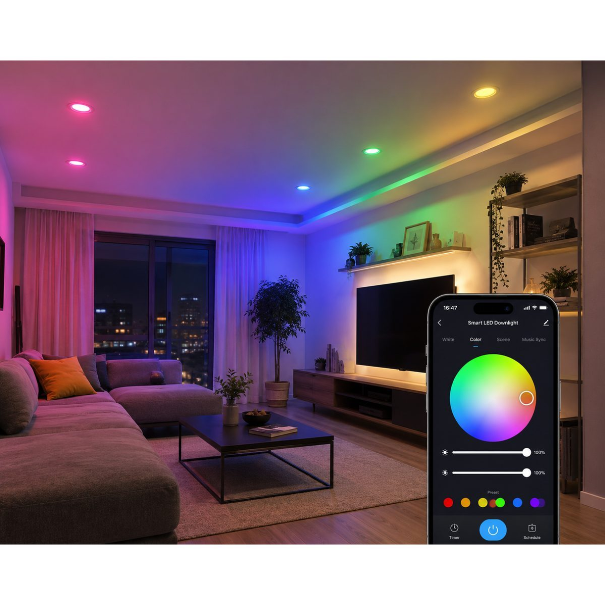 Viedais WiFi LED iebūvējams griestu gaismeklis | RGB+CCT | 7W | Tuya Smart Life | Alexa / Google Home | balts 3 Viedais WiFi LED iebūvējams griestu gaismeklis | RGB+CCT | 7W | Tuya Smart Life | Alexa / Google Home | balts 3