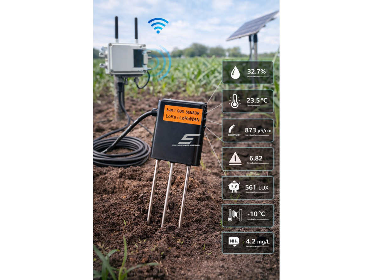 8in1 dirvožemio jutiklis su LoRa / LoRaWAN | dirvožemio parametrų stebėjimui realiu laiku | drėgmė | temperatūra | EC | druskingumas | pH | RS485 | IP68 2 8in1 dirvožemio jutiklis su LoRa / LoRaWAN | dirvožemio parametrų stebėjimui realiu laiku | drėgmė | temperatūra | EC | druskingumas | pH | RS485 | IP68 2
