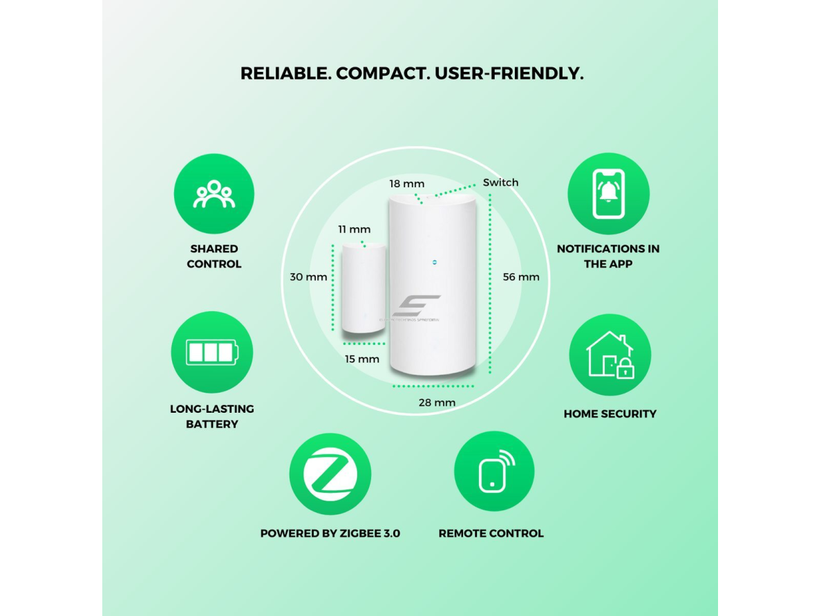 Išmanus | belaidis durų | langų jutiklis | daviklis | baltas | Wi-Fi | ZigBee | Tuya | Smart Life | NOUS-E3 1